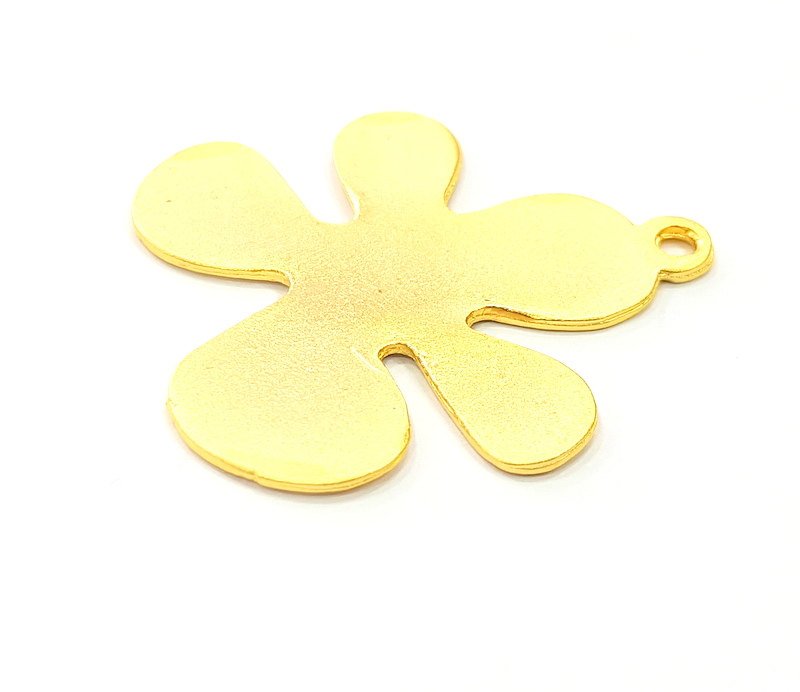 2 Flower Charms Gold Plated Pendant (40x38mm)  G6297