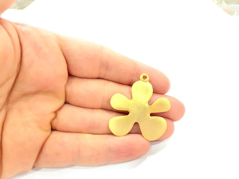 2 Flower Charms Gold Plated Pendant (40x38mm)  G6297