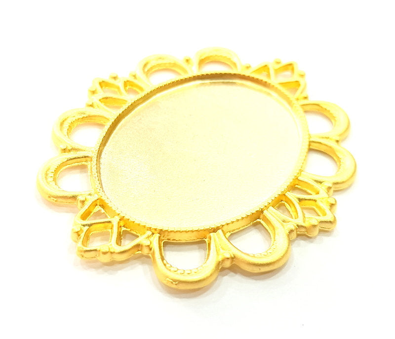 Gold Plated Medallion Pendant , Pendant Blank (57x49mm)  G6302