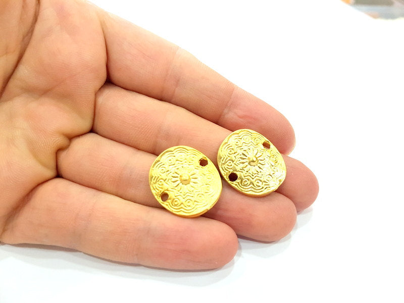 4 Gold Connector Charms Gold Plated Charms (22x20mm)  G6303