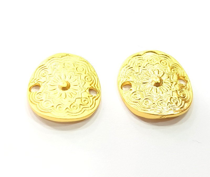 4 Gold Connector Charms Gold Plated Charms (22x20mm)  G6303