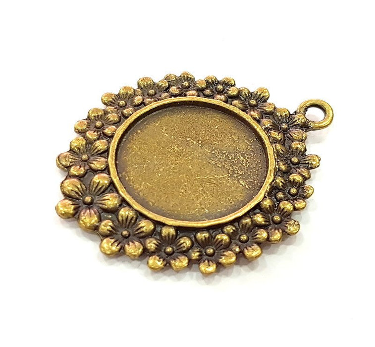 2 Pcs Antique Bronze  Pendant Blank (25mm blank)  G6309