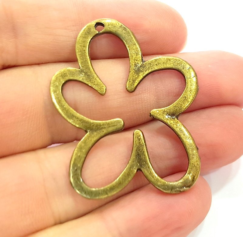 2 Pcs Antique Bronze Pendant , Earring Component,  (42x35mm) G6310