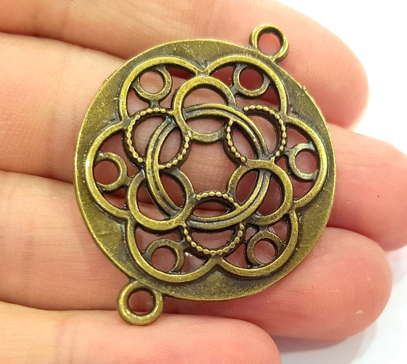 2 Pcs Antique Bronze Medallion Pendant (35mm) G6311