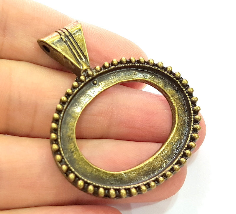 2 Pcs Antique Bronze  Pendant Blank (42x49mm blank)  G6247