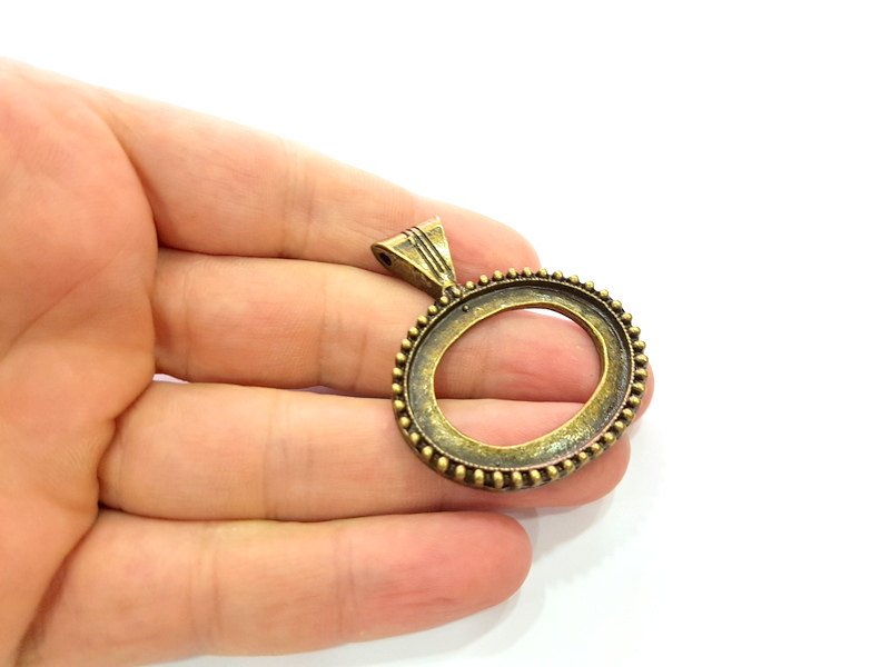 2 Pcs Antique Bronze  Pendant Blank (42x49mm blank)  G6247