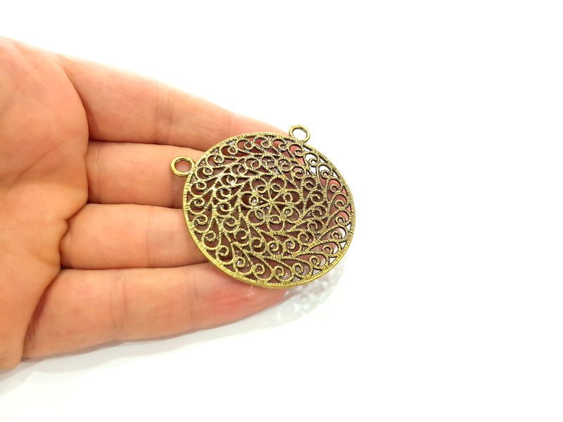 Antique Bronze Pendant  Filigree (50mm) G16301