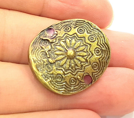4 Antique Bronze Connector Charms  (28x22mm) G6327