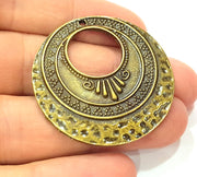 2 Medallion Pendant Antique Bronze Pendant  (42mm) G6339