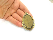 Antique Bronze  Pendant Blank Findings Bezel Settings (45x30mm blank)  G8300
