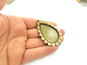 Antique Bronze  Pendant Blank Findings Bezel Settings (45x30mm blank)  G8300