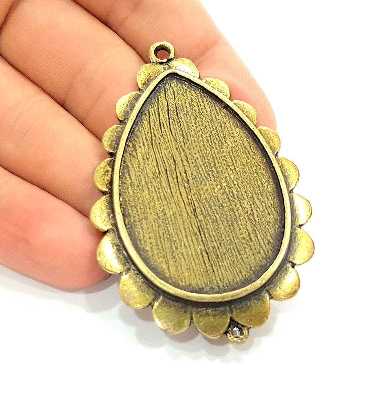 Antique Bronze  Pendant Blank Findings Bezel Settings (45x30mm blank)  G8300