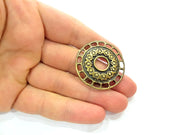 2 Medallion Pendant Antique Bronze Pendant  (39mm) G11801