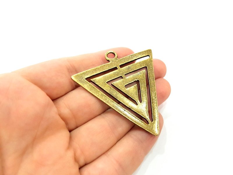 Triangle Pendant Antique Bronze Tone (60mm) G6347