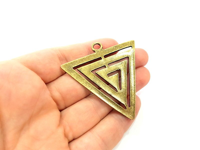 Triangle Pendant Antique Bronze Tone (60mm) G6347