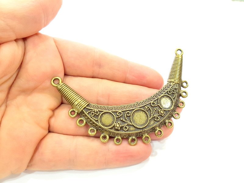 Tribal Pendant  Antique Bronze Tone Collar Pendant  (89x27mm) G6348