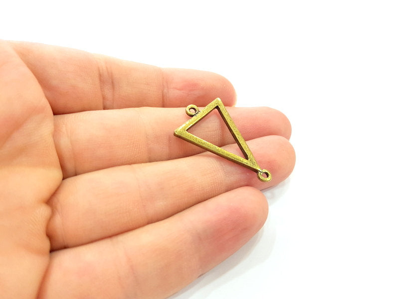 4 Triangle Connector Charms Antique Bronze Tone (34x22mm) G7664