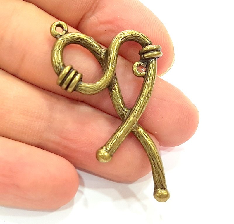 2 Antique Bronze Rope Pendant   (52x28mm) G6362