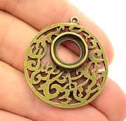 2 Pendant Blank Bezel Settings Base Blank Antique Bronze   Necklace Blank Mountings (12mm blank)  G6367