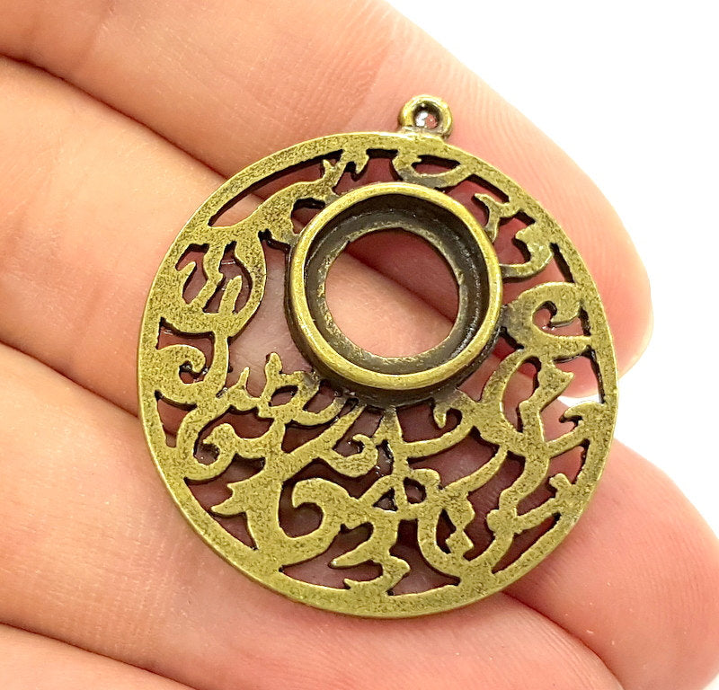 2 Pendant Blank Bezel Settings Base Blank Antique Bronze   Necklace Blank Mountings (12mm blank)  G6367