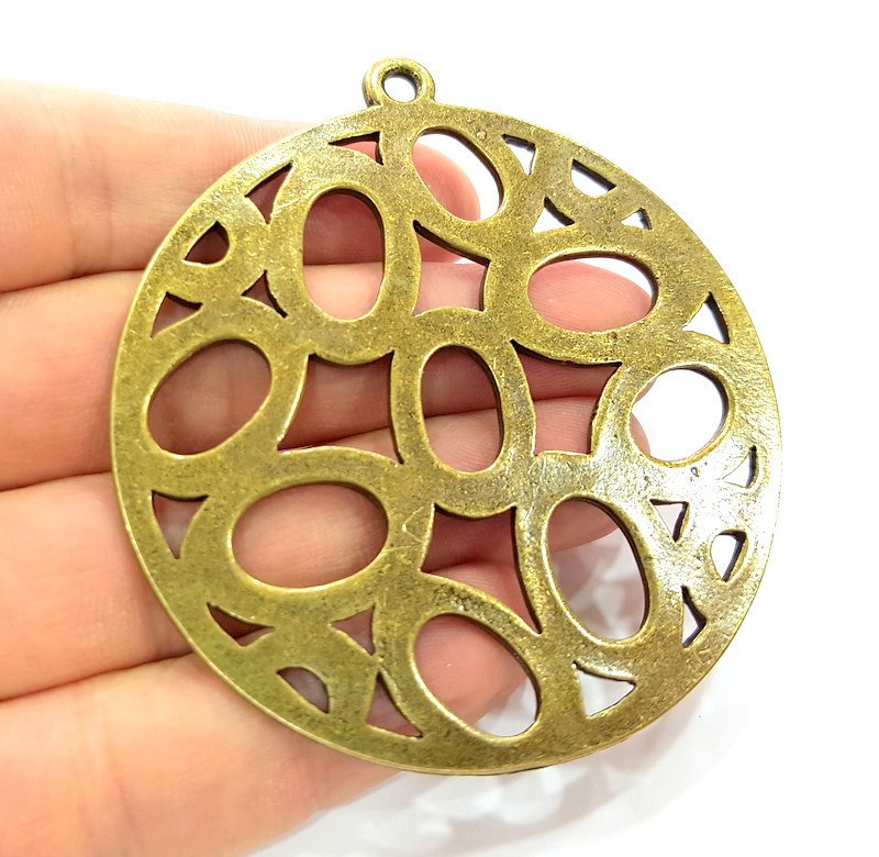 Antique Bronze  Medallion Pendant Tribal Pendant   (70mm) G6983