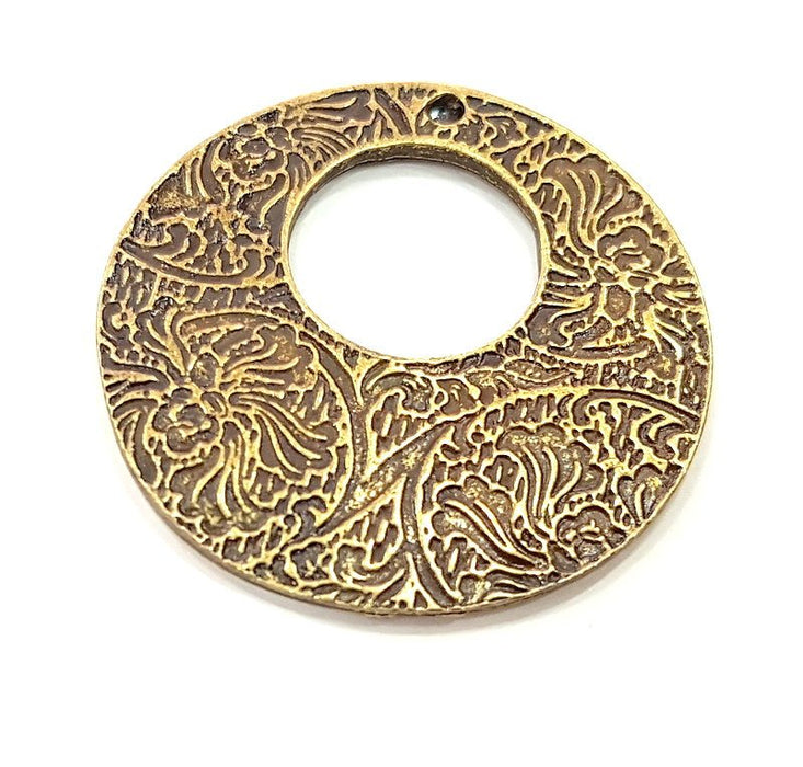 2 Tribal Pendant Ethnic Pendant Antique Bronze  Medallion Pendant   (42mm) G6380