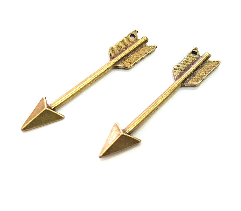 2 Antique Bronze Arrow Pendant   (65x12mm) G6383