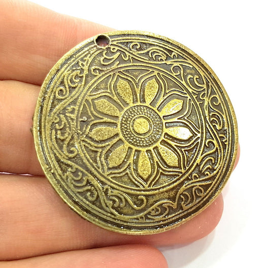 Ethnic Pendant Tribal Pendant Antique Bronze  Medallion Pendant   (46mm) G6382