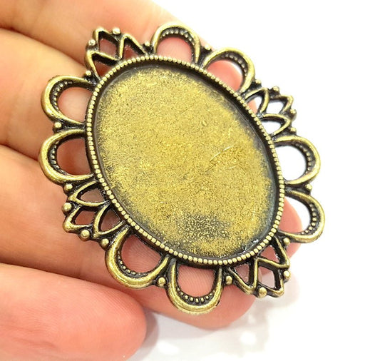 2 Antique Bronze Pendant  Blank Bezel Settings Base Blank  Tribal Pendant  Necklace Blank Mountings (57x49mm )  G6391