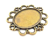 2 Antique Bronze Pendant  Blank Bezel Settings Base Blank  Tribal Pendant  Necklace Blank Mountings (57x49mm )  G6391