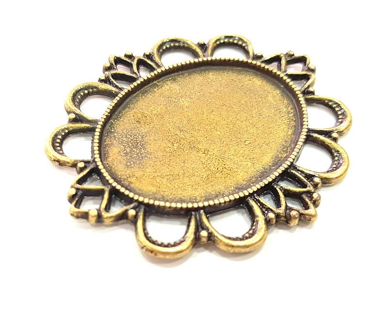 2 Antique Bronze Pendant  Blank Bezel Settings Base Blank  Tribal Pendant  Necklace Blank Mountings (57x49mm )  G6391
