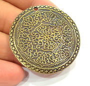 Antique Bronze Tribal Pendant Ethnic Pendant  Medallion Pendant   (46mm) G6393