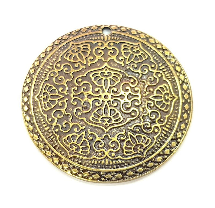 Antique Bronze Tribal Pendant Ethnic Pendant  Medallion Pendant   (46mm) G6393