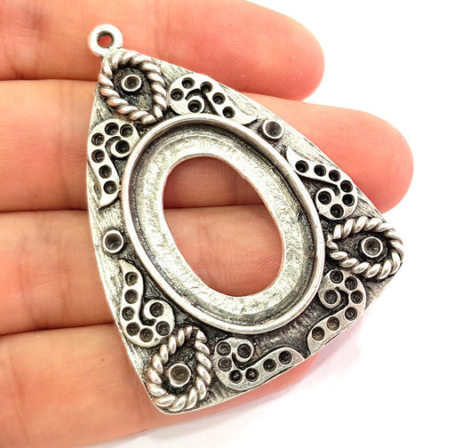 Silver Pendant Antique Silver Plated Pendant Blank , Mountings  (30x22mm  Blank)  G6090