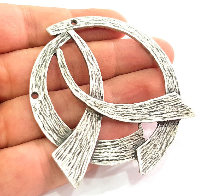 Antique Silver Plated Pendants (70mm) Antique Silver Plated Metal  G6091