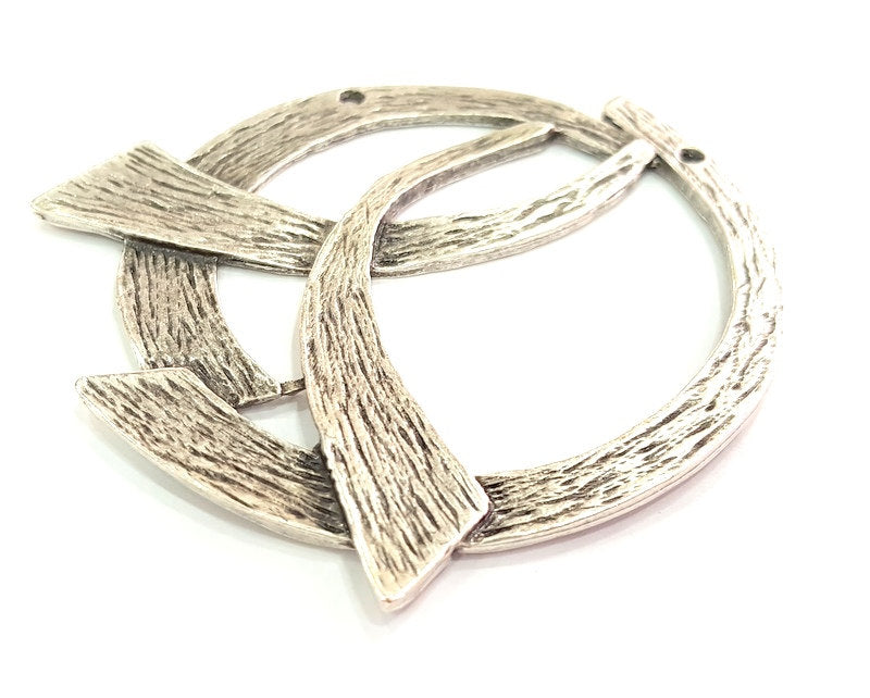 Antique Silver Plated Pendants (70mm) Antique Silver Plated Metal  G6091