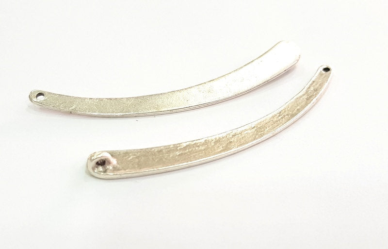 2 Pcs Antique Silver Plated Pendants (70mm) Antique Silver Plated Metal  G10698