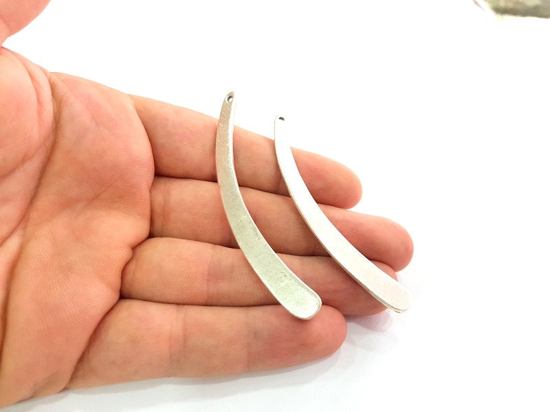 2 Pcs Antique Silver Plated Pendants (70mm) Antique Silver Plated Metal  G10698