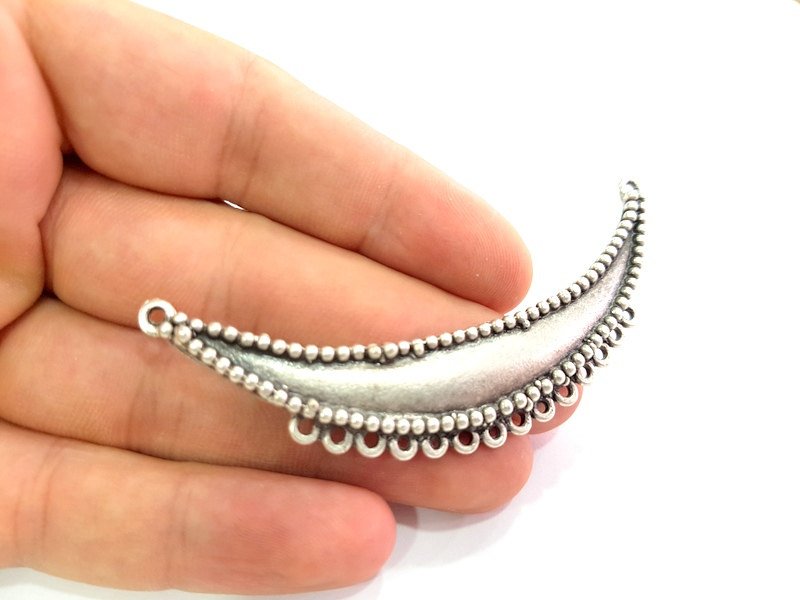 Antique Silver Plated Pendants (83x17mm) Antique Silver Plated Metal  G6096