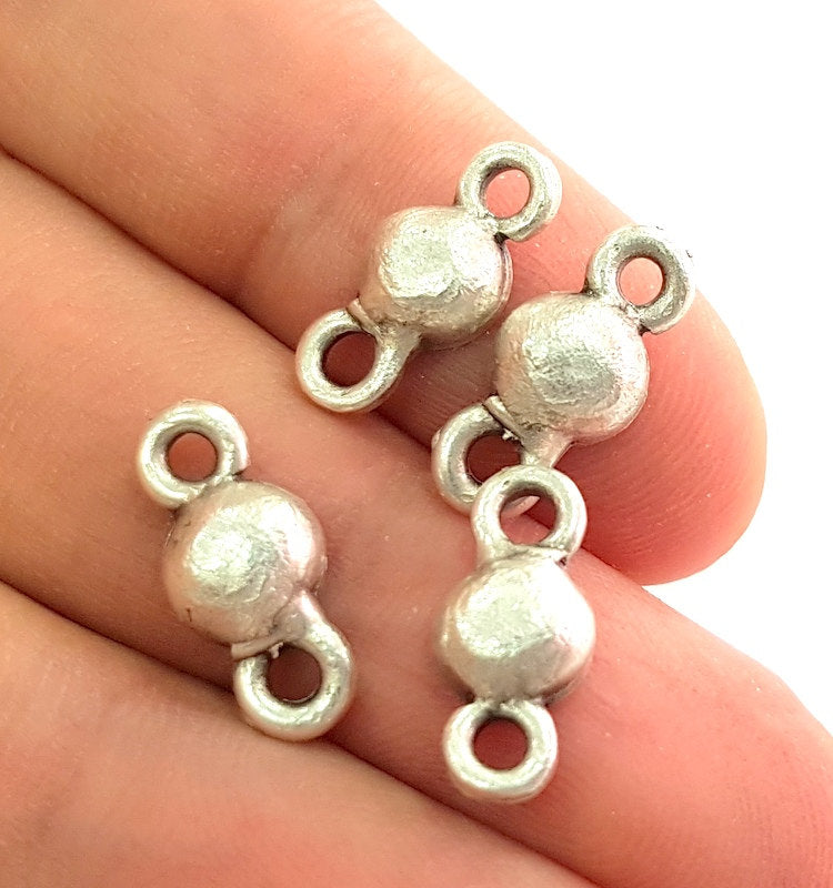 10 Pcs (11x8mm) Antique Silver Plated  Connector  G6100