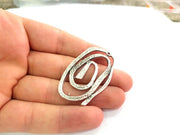 2 Pcs Antique Silver Plated Hammered Pendants (51x31mm) Antique Silver Plated Metal  G6101