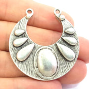 Antique Silver Plated Pendants (44x40mm) Antique Silver Plated Metal  G8689