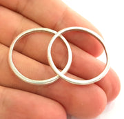 5 Antique Silver Plated   Round  Connector , Findings 5 Pcs (29mm) G6104