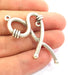 2 Silver Pendant Antique Silver Plated Hammered Pendants (53x28mm) Antique Silver Plated Metal  G6105