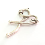2 Silver Pendant Antique Silver Plated Hammered Pendants (53x28mm) Antique Silver Plated Metal  G6105