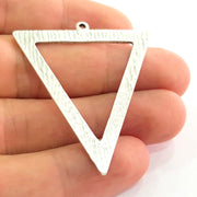 2 Pcs Antique Silver Plated Geometric Triangle Pendants (49x44mm) Antique Silver Plated Metal  G6107
