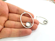 2 Pcs Antique Silver Plated Pendant Blanks (10mm Blank) Antique Silver Plated Metal  G13607