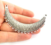 Silver Pendants Collar Pendants Antique Silver Plated Pendants (85x19mm) Antique Silver Plated Metal  G6111