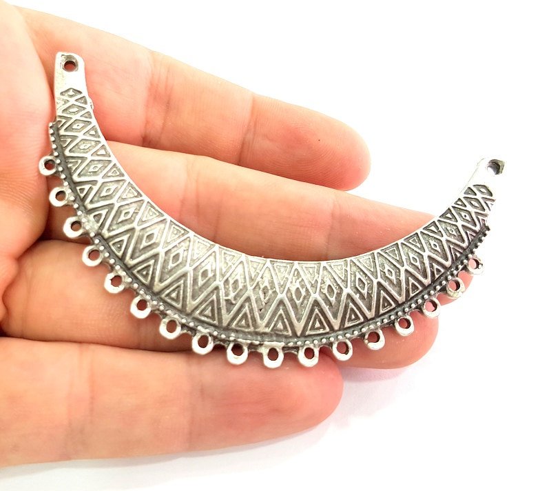 Silver Pendants Collar Pendants Antique Silver Plated Pendants (85x19mm) Antique Silver Plated Metal  G6111