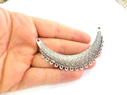 Silver Pendants Collar Pendants Antique Silver Plated Pendants (85x19mm) Antique Silver Plated Metal  G6111